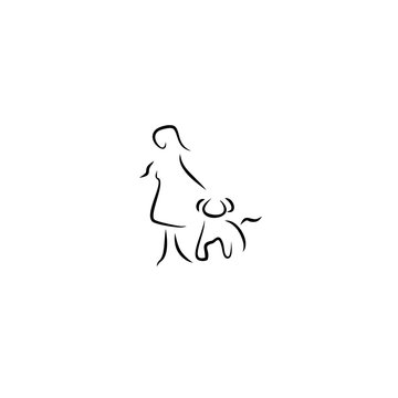 girl dog icon vector illustration