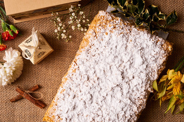 Layered puff pastry napoleon cake
