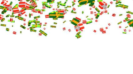 Rain of Several Red with Silver Ribbon and Green with Gold Ribbon Gifts
