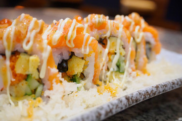 Sushi sashimi and sushi rolls set