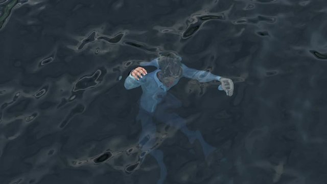 man sinking in the sea
