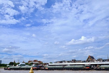 River on bright blue day
