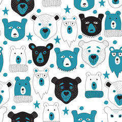 Vector Seamless Pattern with  Bears