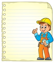 Notepad page with construction worker