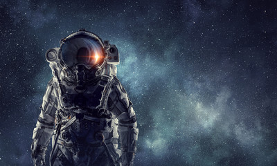 Adventure of spaceman. Mixed media - obrazy, fototapety, plakaty