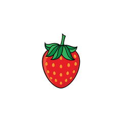 vector flat sketch style red fresh ripe strawberry. Isolated illustration on a white background. Healthy vegetarian eating, dieting and lifestyle design object.