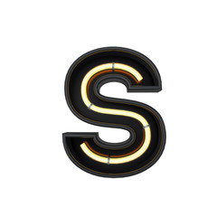 Neon style light letter S. Glowing neon Capital letter. 3D rendering