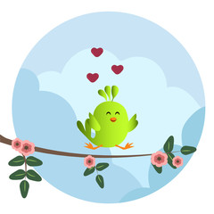 Cute bird on branch