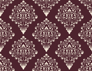 Vector damask seamless pattern background. Classical luxury old fashioned damask ornament, royal victorian seamless texture for wallpapers, textile, wrapping. Exquisite floral baroque template.