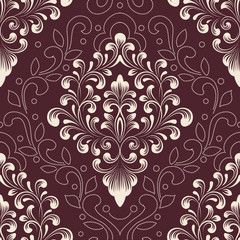 Vector damask seamless pattern element. Classical luxury old fashioned damask ornament, royal victorian seamless texture for wallpapers, textile, wrapping. Exquisite floral baroque template.