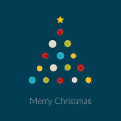 Vector minimal Christmas tree with dots and star
