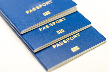 Biometric passport isolated on white background