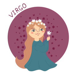Cute zodiac sign - Virgo. Vector illustration.