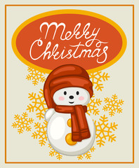 Merry Christmas greeting card set. Cute snowman and Santa Claus. The cartoon style. Vector illustration.