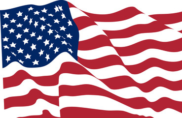 Stars striped waving flag USA no gradient