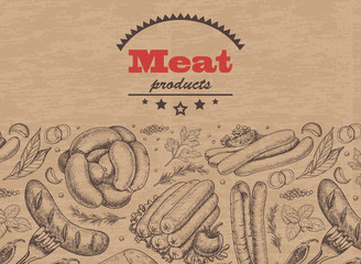 Horizontal background with meat products