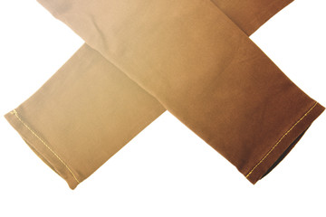 Brown women's casual pants isolated on white background.