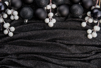 Festive black christmas decoration with stylish black christmas balls