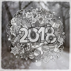 2018 year hand lettering and doodles elements vector illustration