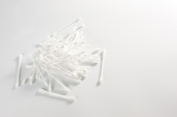 Cotton buds plastic, double-sided on a white background