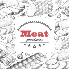 Vector background with meat products