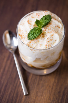 Dessert decorated with mint