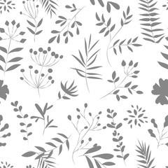 seamless pattern of  plants on a white background, vector illustration