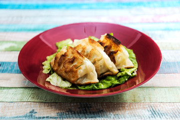 Chinese food Fried dumplings on plate