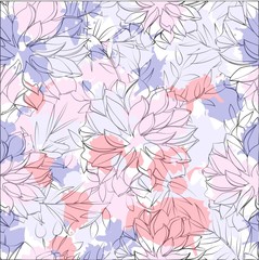 seamless pattern with flowers on a colored background, vector illustration