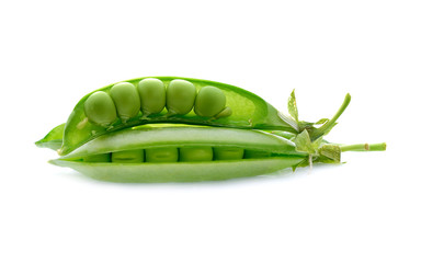 fresh green peas isolated on a white background