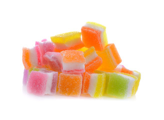 Jelly sweet, flavor fruit, candy dessert colorful on sugar.