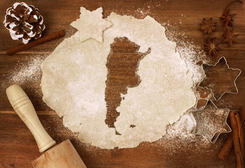 Cookie dough cut as the shape of Argentina (series)