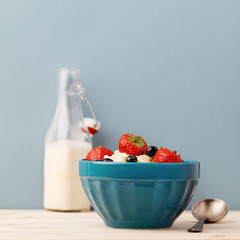 Arrangement of healthy food for morning meal