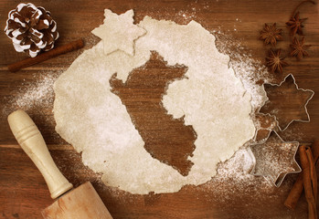 Cookie dough cut as the shape of Peru (series)