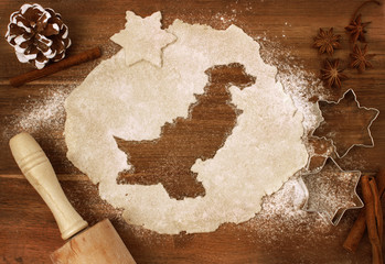 Cookie dough cut as the shape of Pakistan (series)