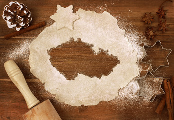 Cookie dough cut as the shape of Czech Republic (series)