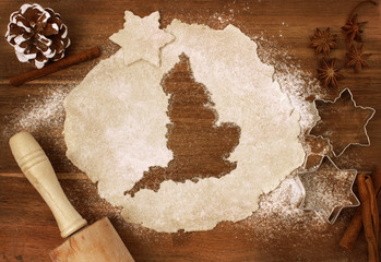 Cookie dough cut as the shape of England (series)