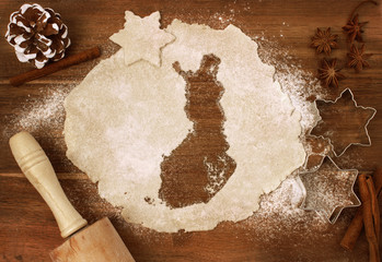Cookie dough cut as the shape of Finland (series)