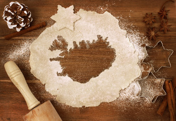 Cookie dough cut as the shape of Iceland (series)