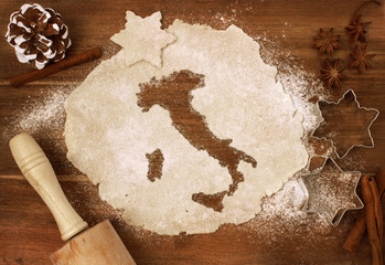 Cookie dough cut as the shape of Italy (series)