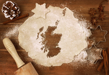 Cookie dough cut as the shape of Scotland (series)