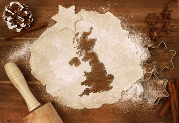 Cookie dough cut as the shape of United Kingdom (series)