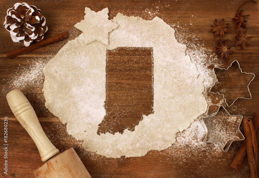 Wall mural Cookie dough cut as the shape of Indiana (series)