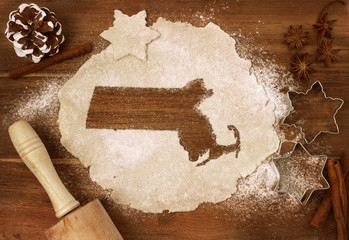 Cookie dough cut as the shape of Massachusetts (series)