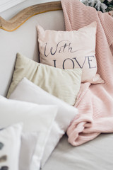 Love pink pillow interior living room decoration