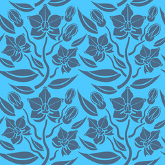 Seamless blue floral  pattern,  vector. Endless texture can be used for wallpaper, pattern fills, web page  background,  surface textures and fabrics.