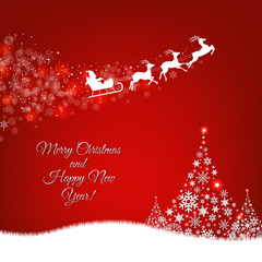 Xmas Postcard Fir Tree Border And Santa Claus