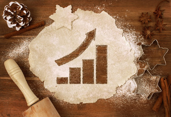 Cookie dough cut as the shape of a growing bar chart (series)