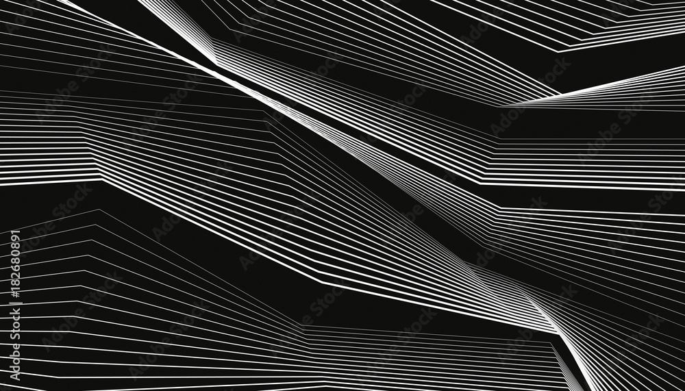 Aufkleber designs of white lines on a black background. abstract waves. vector elements for you projects