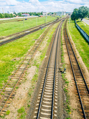 Railway Tracks Viewed From Above. Summer Landscape